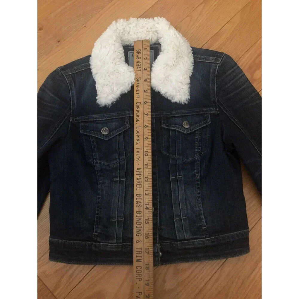Guess Los Angeles Girls Faux Shearling Collar Denim Jacket Size M Excellent Cond